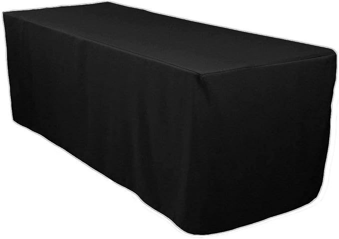 6ft Fitted Retangular 10 pcs Black Rectangular Tablecloth for Home, Party, Wedding or Restaurant Use (6' Fitted 72" X 30", Black)