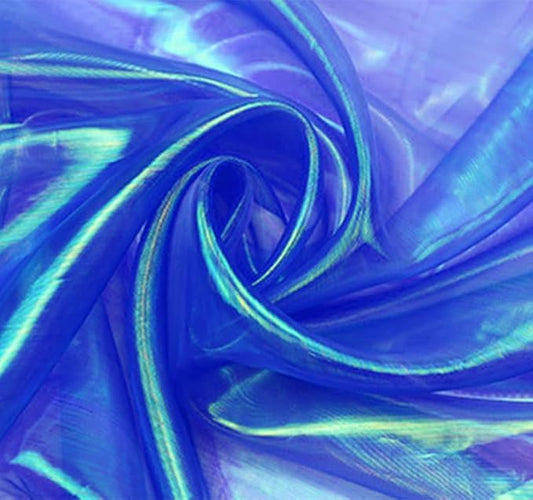 YYCRAFT Two Tone Sheer Organza Fabric by The Yard for Curtain Weddings Decor 2 Yards, Iridescent Royal