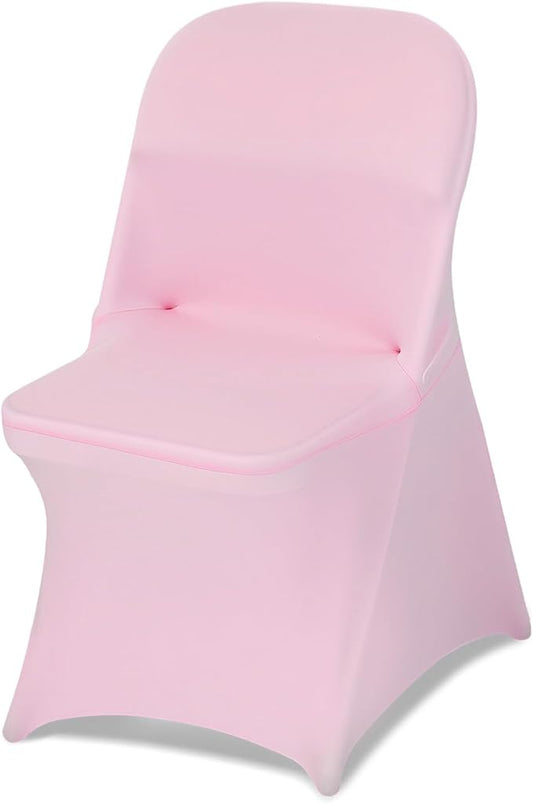 VEVOR Chair Covers, Polyester Spandex Chair Cover, Stretch Slipcovers for Wedding Party Dining Banquet Flat-Front Chair Covers (Pink-c, 50PCS)