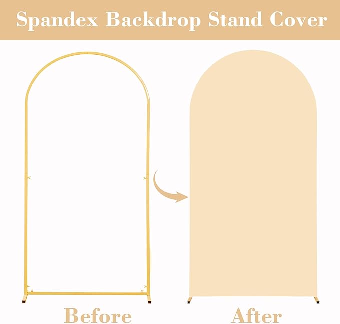 Champagne Arch Covers 2 Set 7.2 and 6ft Champagne Arch Backdrop Cover Spandex Fitted Wedding Arch Stand Covers for Birthday Party Baby Shower Bridal Shower Wedding Banquet Photo Balloon Arch Backdrop