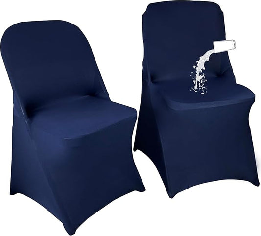 40PCS Stretch Spandex Folding Waterproof Chair Covers,Universal Fitted Chair Cover Protector for Wedding Party Banquet Holidays Celebration Decoration(Navy Blue)