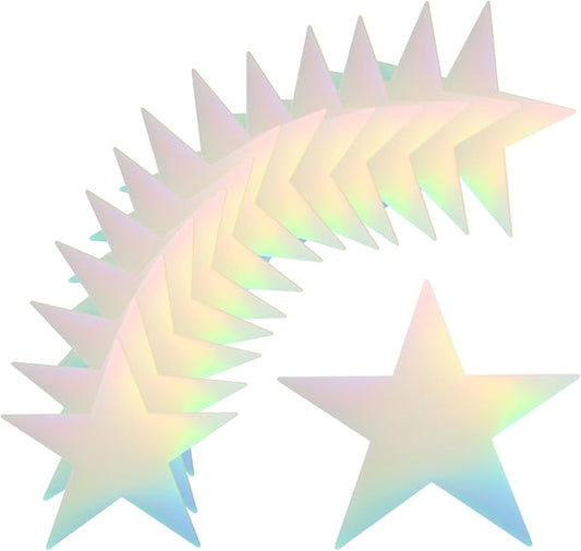 MECCANIXITY 36Pcs Iridescent Silver Stars Cutouts Double Printed Paper Stars Decoration Cardboard Star for Classroom Wall Party Movie Night Party Supplies, 11 Inch