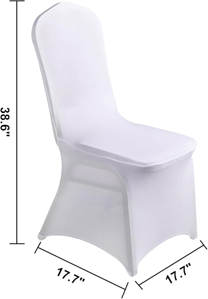 LZY 6pcs Spandex Chair Cover Stretch Slipcovers for Wedding Party, Dining Banquet Chair Decoration Covers (White, 6)
