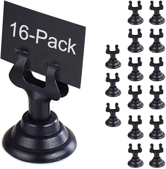 Small Size Table Number Holders,Stainless Steel Place Card Holder for Photos Food Signs Weddings Restaurants Birthdays,Modern Centerpieces Cards Stand with Heavy Casting Base(Size:1.57",Color:Black)