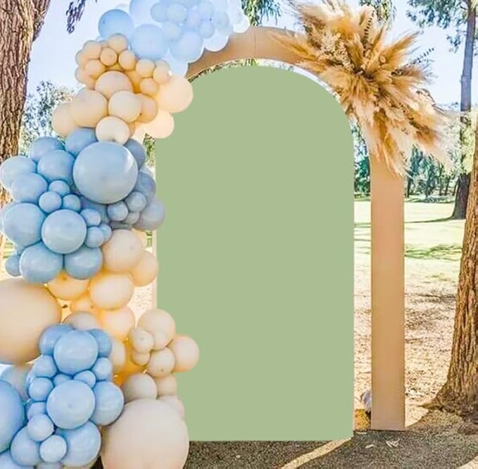 MODFUNS Sage Green Arch Cover 6ft Spandex Wedding Arch Cover Backdrop Fabric Fitted Round Top Arch Backdrop Cover Double Sided Arch Frame Stand Cover for Baby Shower Party Celebration Decoration