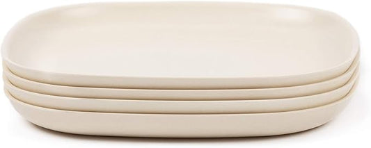 EKOBO Dinner Plates Set of 4 – 11″ BPA-Free Eco-Friendly Bamboo Dinner Plates for Salad & Meals – Lightweight, Durable, Dishwasher Safe, Robust Plates for Everyday & Outdoor (Stone)