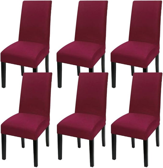 Fuloon 6 Pack Super Fit Stretch Removable Washable Short Dining Chair Protector Cover Seat Slipcover for Hotel, Dining Room, Ceremony, Banquet Wedding Party