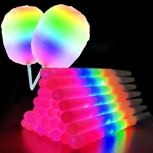 30 Pcs LED cotton candy cones,Glowing cotton candy sticks，Cotton candy holder reusable and waterproof, suitable for Christmas party (colorful)