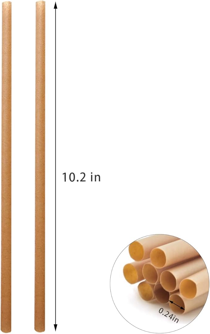 Biodegradable Sugarcane Straws 10.2 Inch Long Compostable Drinking Straws Bulk 200 Pcs A Sturdy Straws Works for Hot/Cold Drinks Not Soggy Alternative to Platic/Paper Ones