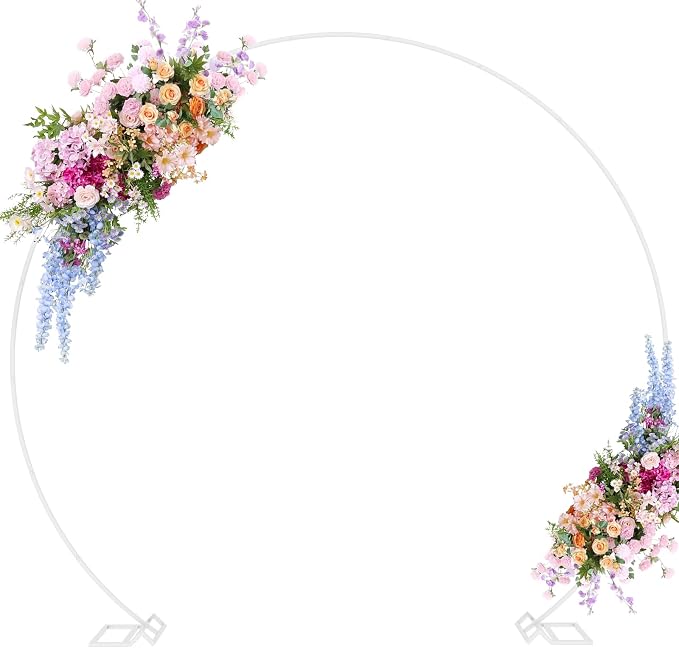 Putros Round Backdrop Stand 9.2ft, Circle Balloon Arch Frame, Metal Round Arch, White Circle Backdrop Stand for Wedding, Birthday Party, Anniversary, Bridal Ceremony, Graduation Decoration
