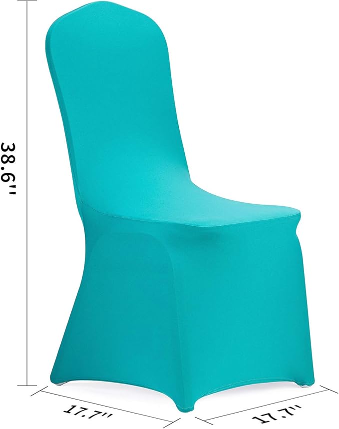 Peomeise Stretch Spandex Chair Cover for Wedding Party Dining Banquet Event (Turquoise, 12)