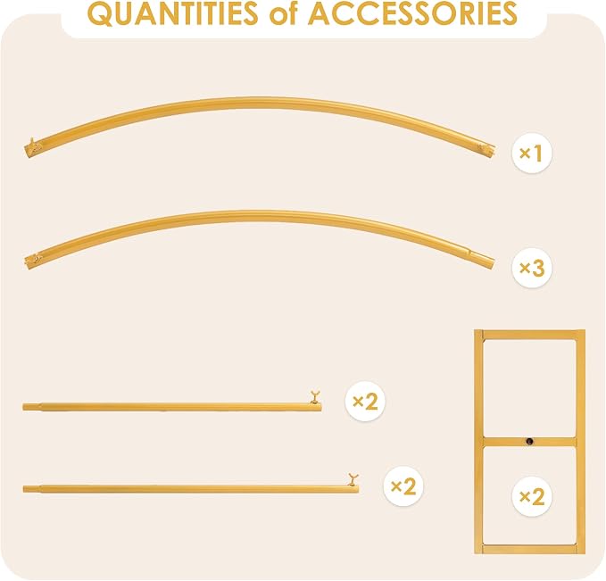 5.25 * 6.56 FT Metal Backdrop Frame Stand, Wedding Decor Flower Arbor Stand, Balloon Arch Backdrop, Golden