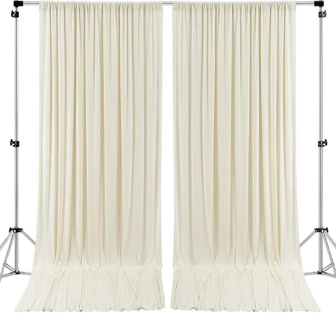 AK TRADING CO. 10 feet x 8 feet IFR Polyester Backdrop Drapes Curtains Panels with Rod Pockets - Wedding Ceremony Party Home Window Decorations - Ivory