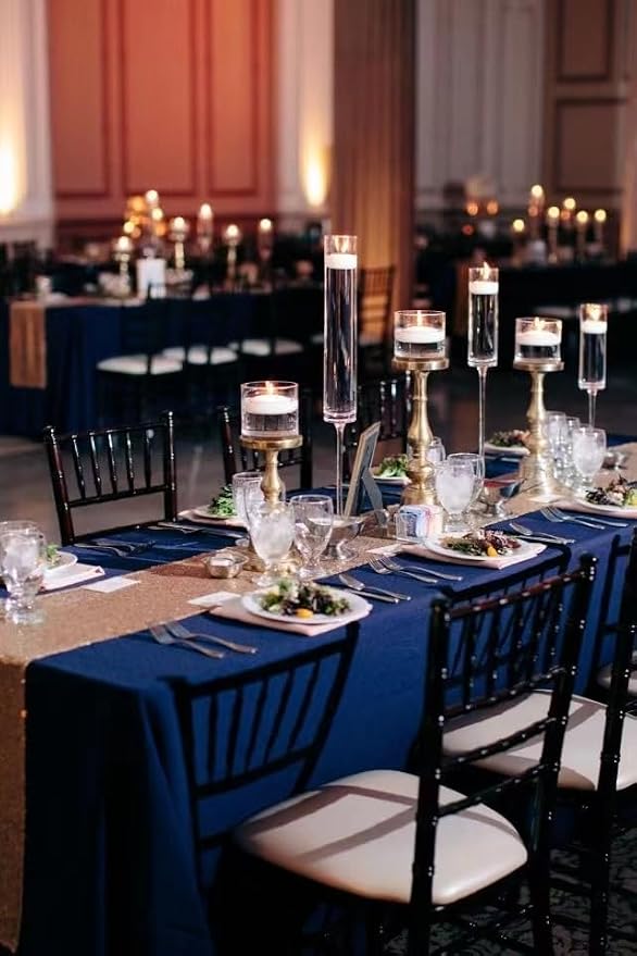 10 Pack Navy Blue Tablecloth 60x102 inch Polyester Fabric Tablecloths for 6 Foot Rectangle Tables Wrinkle Resistant Linen Tablecloth Washable Table Covers for Party Wedding Events and Camping