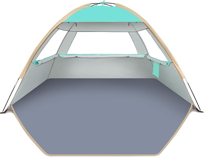Gorich Beach Tent Sun Shelter for 3/4/6/8/10 Person with UPF 50＋ UV Protection, Lightweight & Easy Setup Beach Shade Canopy, Portable Beach Shade Tent Beach Cabana