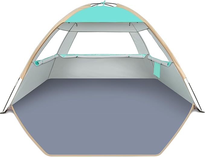 Gorich Beach Tent Sun Shelter for 3/4/6/8/10 Person with UPF 50＋ UV Protection, Lightweight & Easy Setup Beach Shade Canopy, Portable Beach Shade Tent Beach Cabana