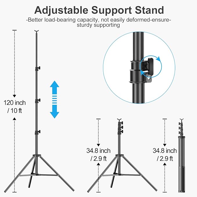 EMART Photo Backdrop Stand kit, 10 x 12 ft Back Drop Adjustable Frame for Photography, Photoshoot Banner Background Support Holder for Parties Dectoration
