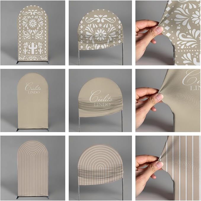 Set of 3 Arch Backdrop Cover Cielito Lindo Baby Shower Spandex Arch Fabric Cover for Mexican Bridal Wedding Birthday Party Decoration (6FT 6.6FT 7.2FT,Coffee)