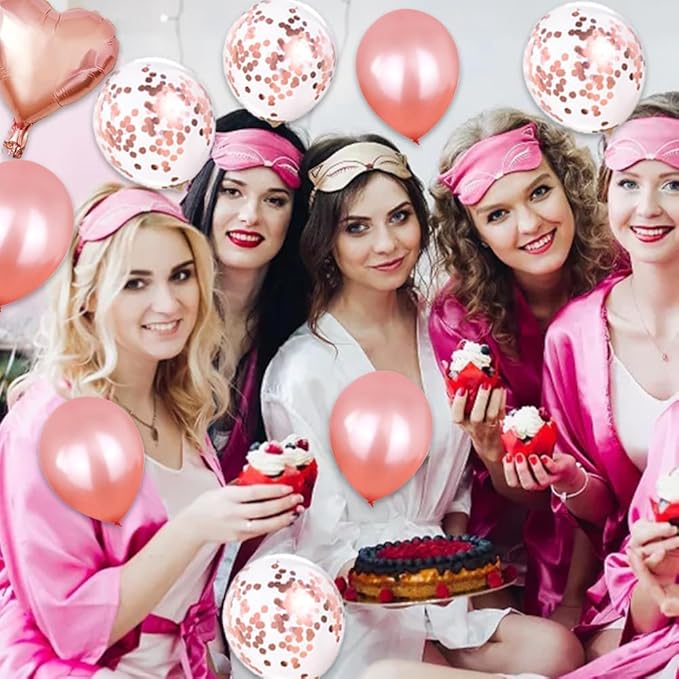 EFAILY Bachelorette Party Decorations - Rose Gold Bridal Shower Party Decor and Supplies Kit Bride To Be Sash, Veil, Temporary Tattoos, Confetti Balloons Pack Fringe Curtain.