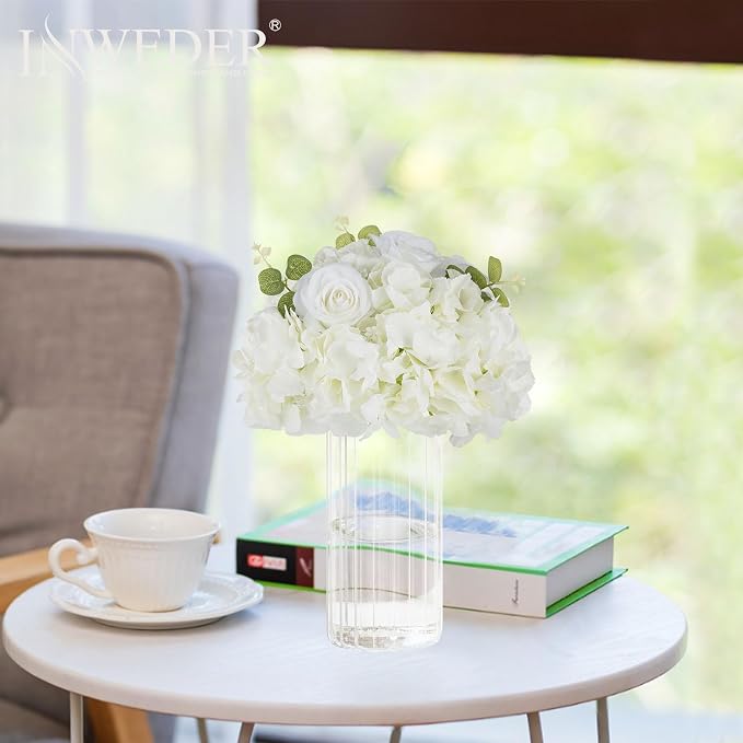 White Flowers Balls for Centerpieces: 10 PCS 11.8" Diam Flower Centerpieces for Tables in Wedding Reception Decorations Arrangement for Party Celebration Planners