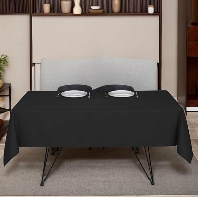 Black Table Cloths Rectangle, 6 Pack 60 x 102 Inch, Polyester Washable Fabric Tablecloth for Wedding Banquet, Restaurant, Parties