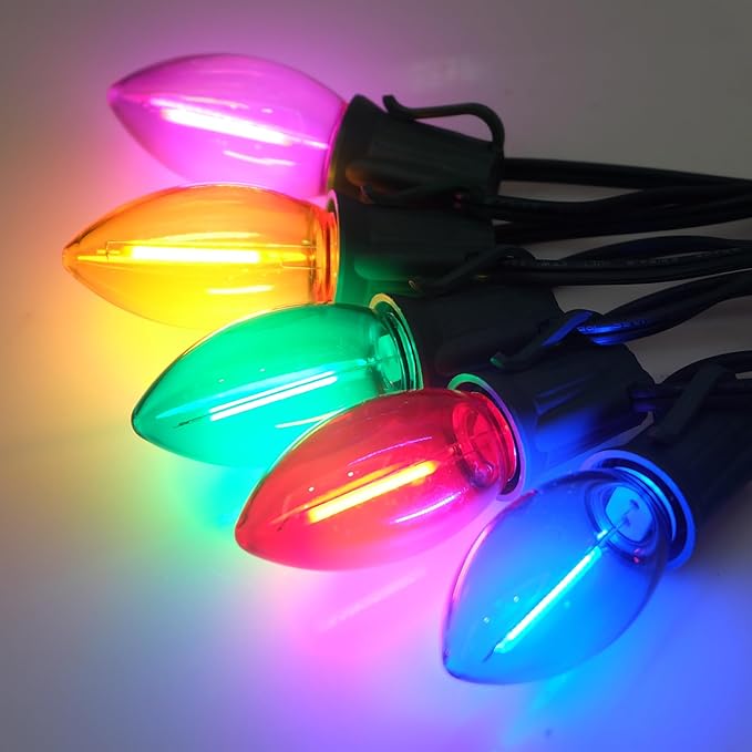 Outdoor C9 Multicolor Christmas Lights, 25Ft Vintage Christmas Lights with 27 LED C9 Bulbs, Extendable Plug in String Lights for Tree Patio Wedding Outdoor Indoor Christmas Decorations