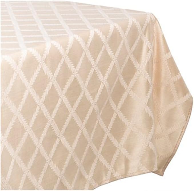 Lenox Laurel Leaf Tablecloth, Ivory - 70"W x 86"L Oval