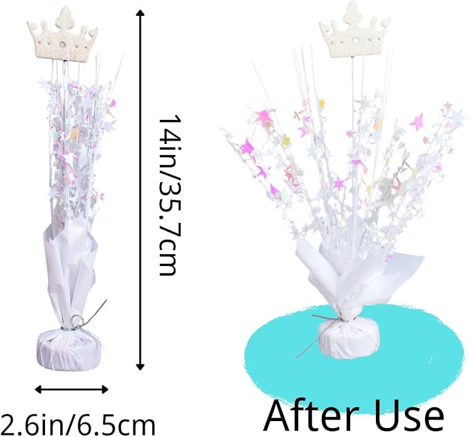 6 Pack Metallic Foil Spray Centerpiece Star Table Decoration Burst Table Centerpieces for Birthday Wedding Anniversary Graduation Holiday Party Supplies Decor (White Crown)