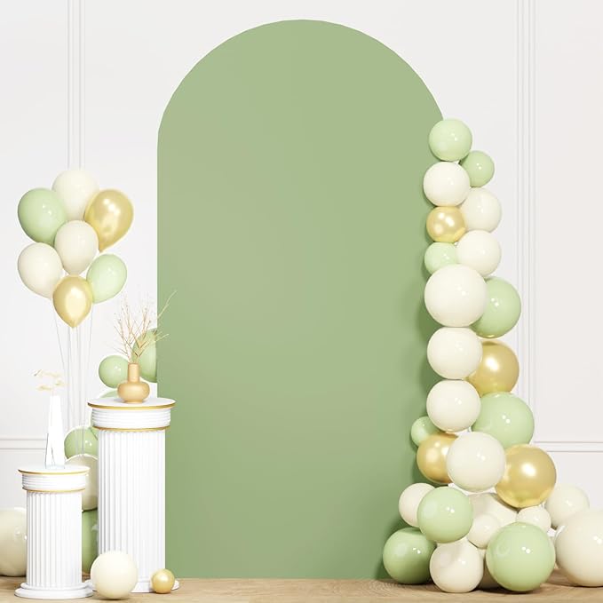 Sage Green Wedding Arch Cover 6ft Spandex Fitted Wedding Arch Stand Covers Double Sided Chiara Arch Cover Round Top Arch Backdrop Covers for Party Ceremony Graduation Celebration Decor