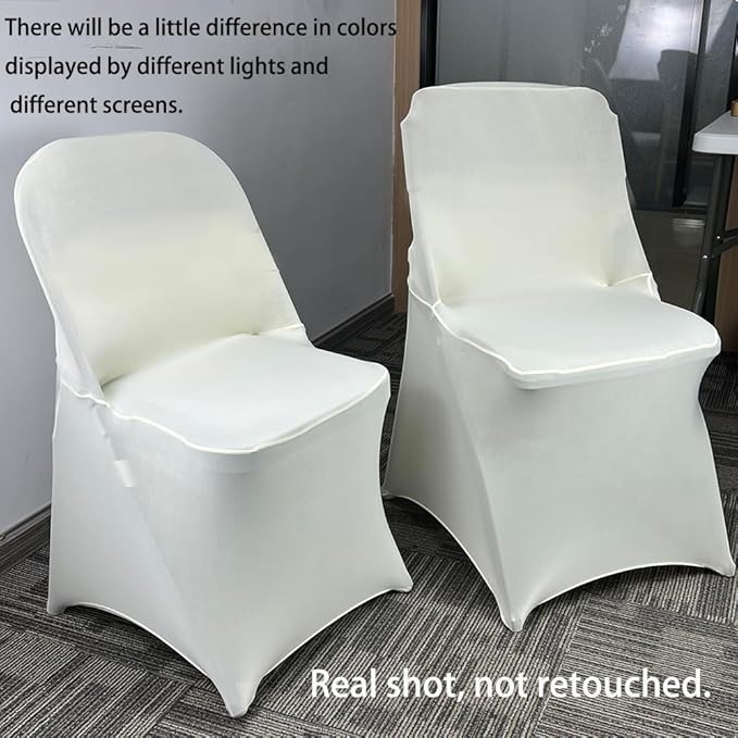 40PCS Stretch Spandex Folding Waterproof Chair Covers,Universal Fitted Chair Cover Protector for Wedding Party Banquet Holidays Celebration Decoration(Ivory)