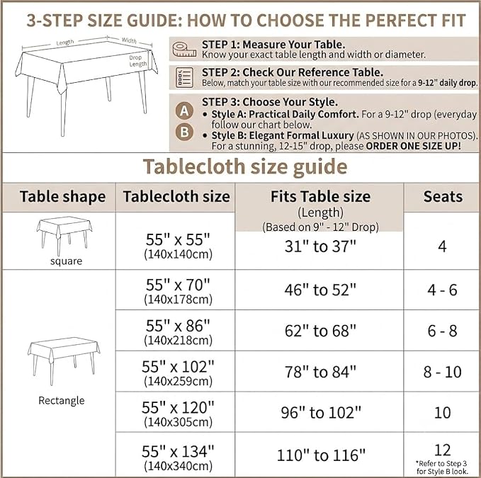 Nordic Beige Linen Tablecloth Rectangle, Heavy-Duty Fabric Spill-Resistant Table Cover, Elegant Drape Wrinkle Free Desktop Protector for Dining Room, Kitchen, Party, Farmhouse Decor