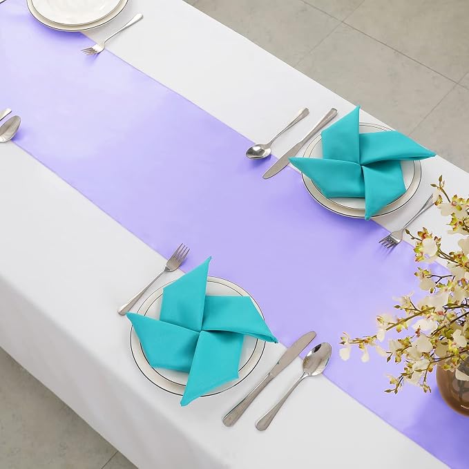 Horbaunal 2 Pack Lavender Satin Table Runner 12 x 108 Inch, Smooth Table Runners for Wedding Banquets Birthday Party