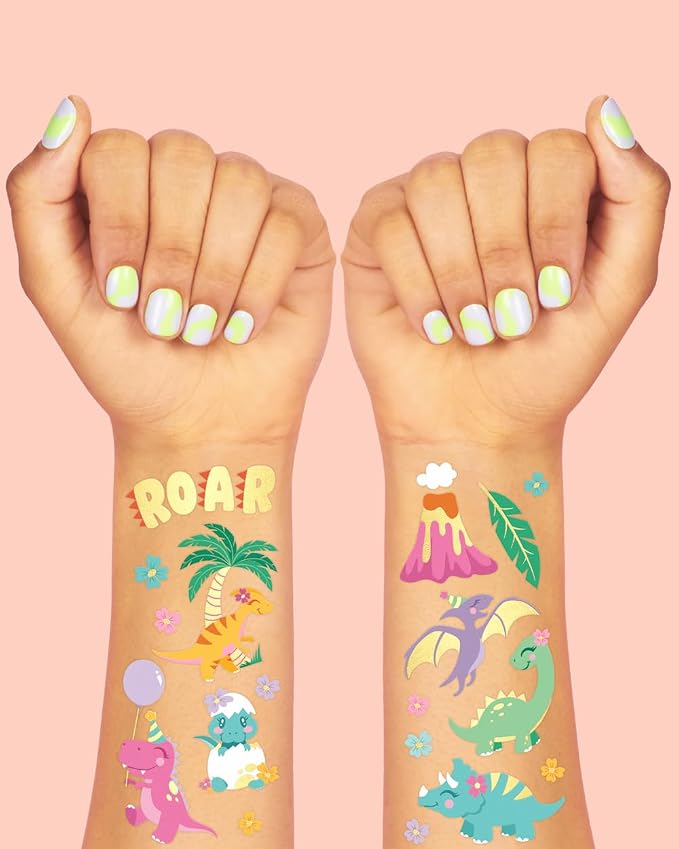 xo, Fetti Dinosaur Tattoos - 38 styles | Birthday Party Supplies, Dinosaur Party Favors, T-rex Decorations