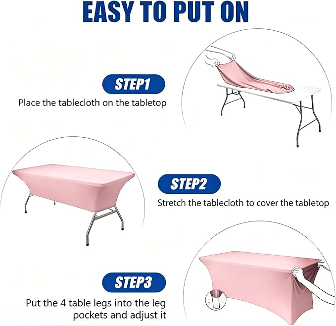 8ft Stretch Spandex Table Cover for Standard Folding Tables[10 Packs, Pink]