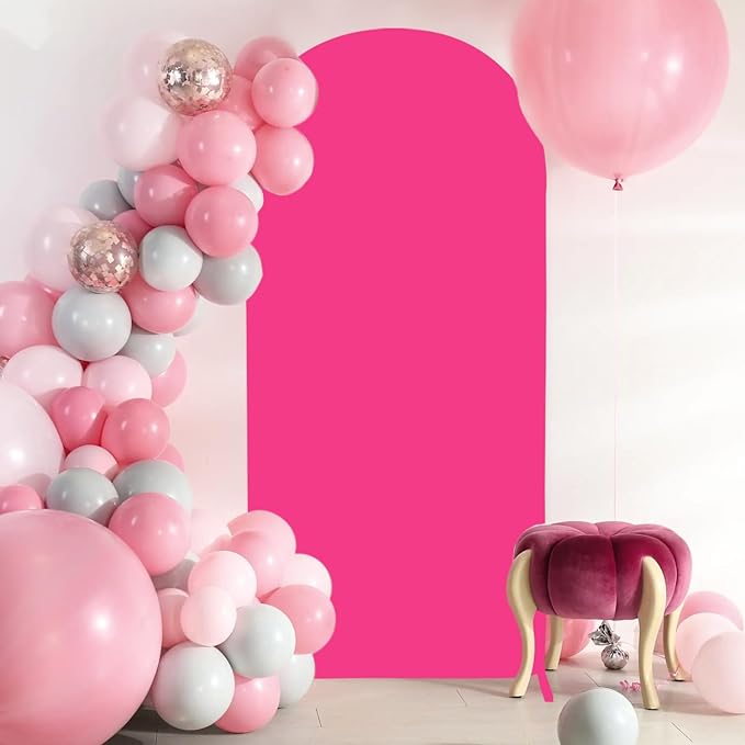 FOTSHARER Arch Cover 6FT Hot Pink Wedding Arch Cover Spandex Fitted Arch Backdrop Cover for Arch Stand Chiara Arch Covers Stretchy Backdrop Fitting Arch Fabric Cover for Gender Reveal Party Decoration