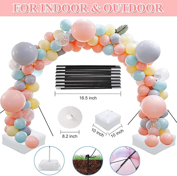 Balloon Arch Kit with Balloon Pump, 9FT Tall &10FT Width Adjustable Balloon Arch Stand Balloon Arch Frame with Base for Wedding Birthday Party Decoration