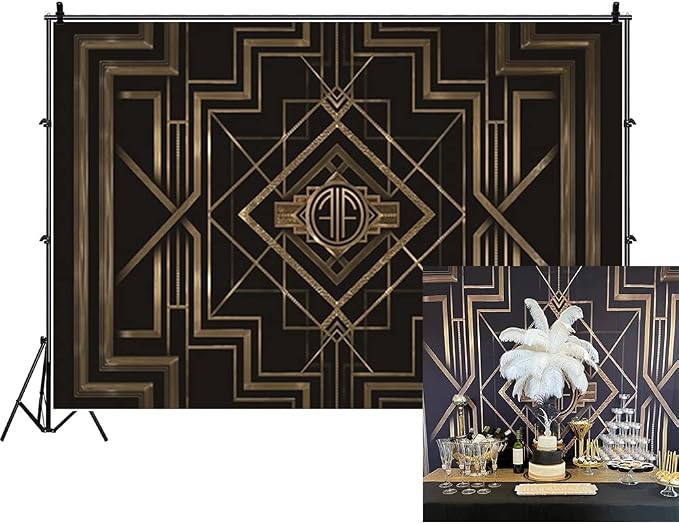 Leyiyi 5x3ft Great Black and Gold Birthday Photography Backdrop Adults Children Party Black and Gold Golden Banner Photo Studio Booth Background Newborn Baby Shower Decoration