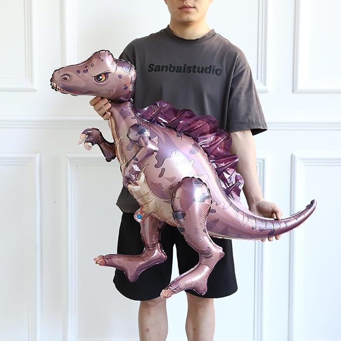 Dinosaur Balloon Set of 6 40inch 3D Jumo Mylar Gigantic Inflatable Walking Self Standing Foil Balloons for Garden Jungle Dinosaur Birthday Party Gift Photo Prop Supplies (Colorful)