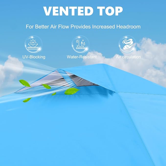 MASTERCANOPY 10x10 Pop Up Canopy Tent with 1 Sidewall, 1 Person Setup Instant Shelter, Outdoor Portable Beach Canopy, 1 Roller Bag, 4 Sandbags, 4 Ropes, 8 Stakes (10x10, Sky Blue)