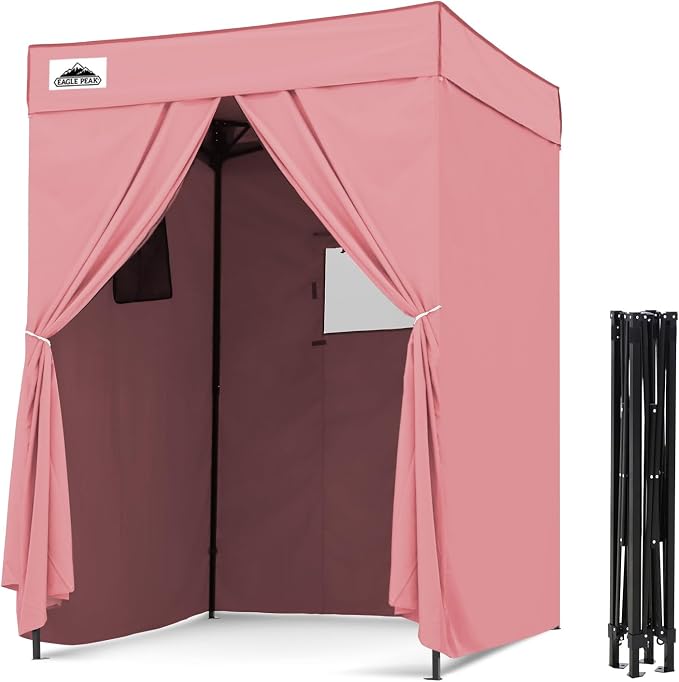 EAGLE PEAK 5x5 Pop Up Changing Tent, Flat Top Changing Room, Pink | Portable, Privacy Tent, Pool Cabana, Dressing Room, Shower & Toilet Use, Opaque Fabric, Instant Setup, Photoshoots, Camping