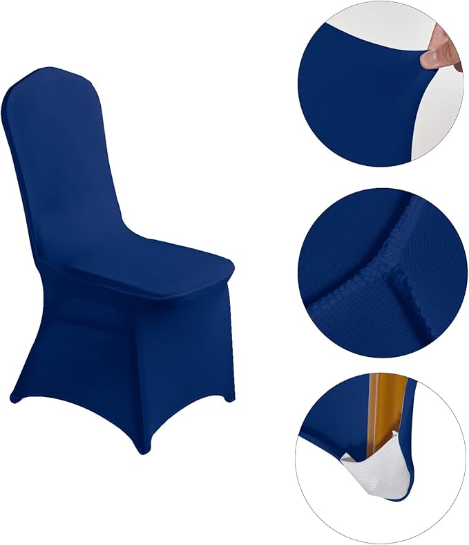 LZY 10pcs Spandex Chair Cover Stretch Slipcovers for Wedding Party, Dining Banquet Chair Decoration Covers (Classic Blue, 10)