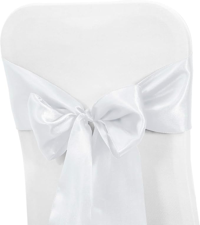 Obstal 10 PCS Satin Chair Sashes Bows for Wedding Reception- Universal Chair Cover Back Tie Supplies for Banquet, Party, Hotel Event Decorations