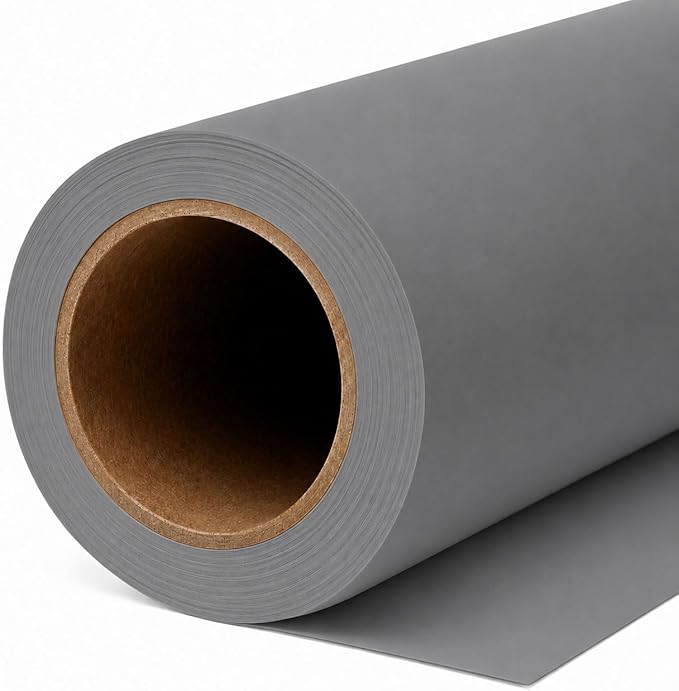 Yizhily Seamless Neutral Grey Backdrop Paper Roll, 53" x 16.4', Heavyweight MatteNeutral Grey Photo Background for Small Studio Headshots, Tabletop Product & Food Photography