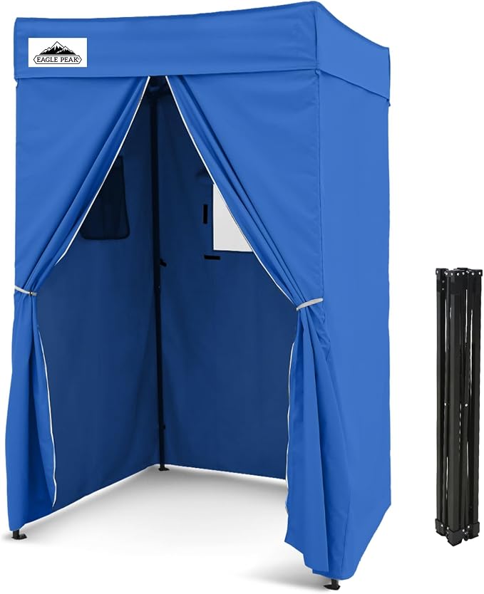 EAGLE PEAK 4x4 Pop Up Changing Tent, Flat Top Changing Room, Blue | Portable, Privacy Tent, Pool Cabana, Dressing Room, Shower & Toilet Use, Opaque Fabric, Instant Setup, Photoshoots, Camping