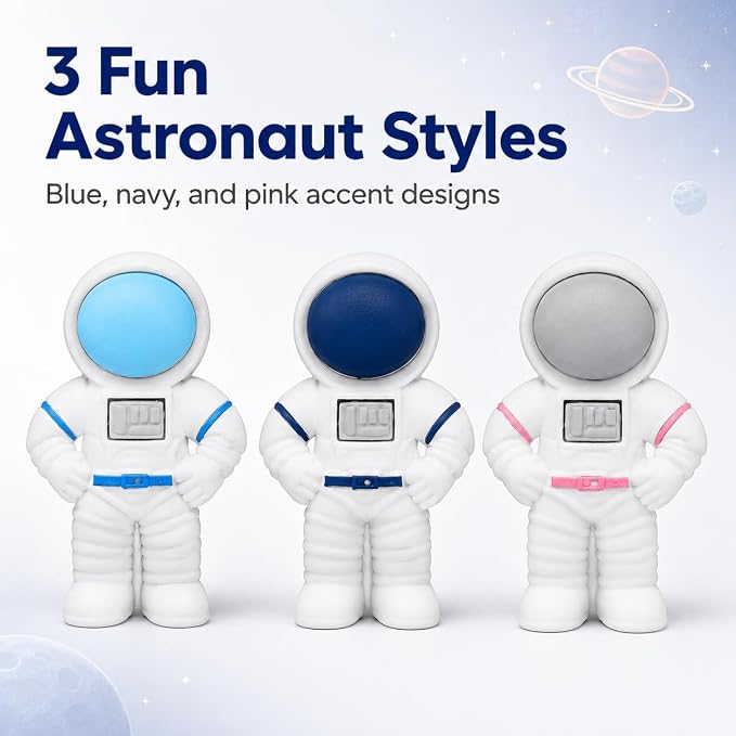 24 End of Year Graduation Gifts, Space Desk Pets for Classroom Rewards, Astronaut Erasers with Inspirational Gift Tags, Prize Box Fillers, Student Incentives & Space Party Favors