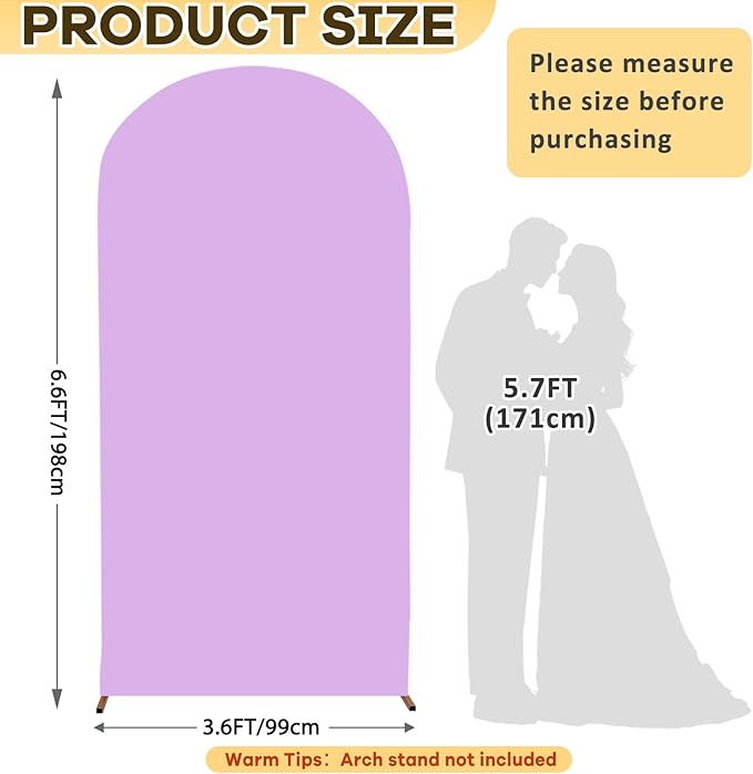 Lavender Wedding Arch Cover 3.3x6.6FT Spandex Arch Covers Stretchy Backdrop Double Sided Arch Backdrop Cover Chiara Backdrops Stand Cover Fabric for Birthday Party Banquet Decoration