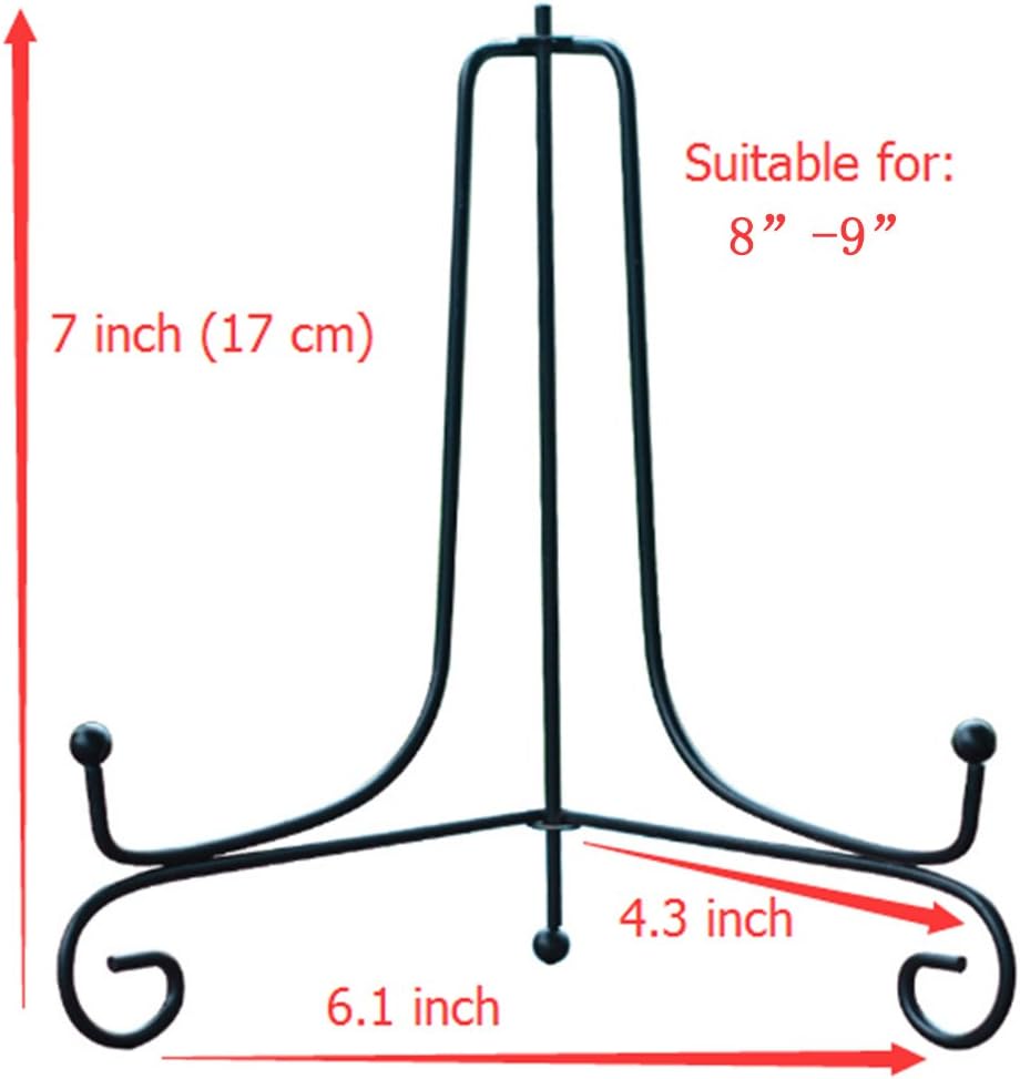 (2 pack)Iron Display Stand, Black Iron Easel Plate Display Photo Holder Stand, Displays Picture Frames, Cookbooks, Decorative Plates, Tablets and Art 7 Inch