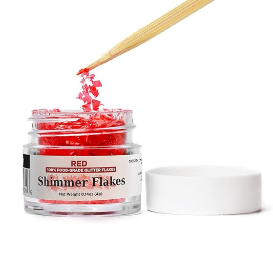 Bakell's Red Shimmer Flakes - (4g, 1x Jar) | Captivating Edible Glitter Flakes for Bold and Vibrant Culinary Creations!