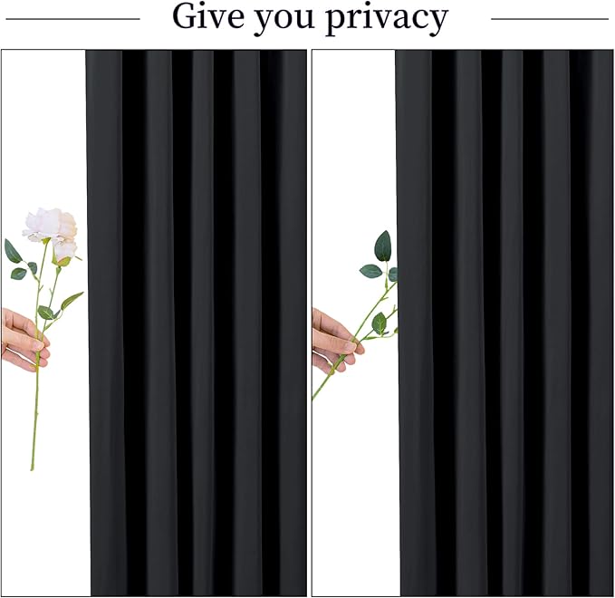10ft x 10ft Black Backdrop Curtain for Parties Black Wrinkle Free Backdrop Drapes Panels for Birthday Party Wedding Photo Photography Polyester Fabric Background Decoration