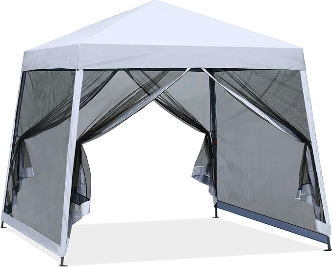 ABCCANOPY Stable Pop up Outdoor Canopy Tent with Netting Wall, White